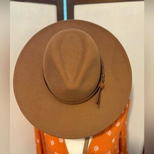 Wide Brim Dark Kahki Hat - Adjustable - Womens - Boho - Western